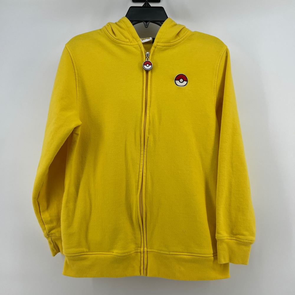Pokemon Pikachu Yellow Zip Up Hoodie Kids XL 3D Ears Pokeball Mad Engine TGT4990 - Picture 2 of 10